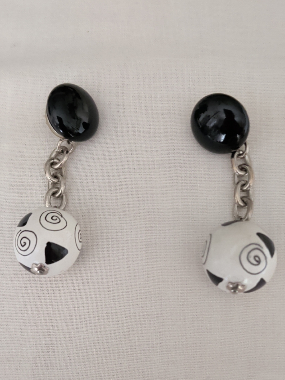 Black & White Dangle Ball Earrings - Women Jewelry